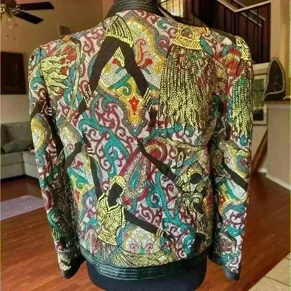 Vintage Silk Davide Cenci‎ Gold Shimmer Quilted Woman’s Jacket Size M